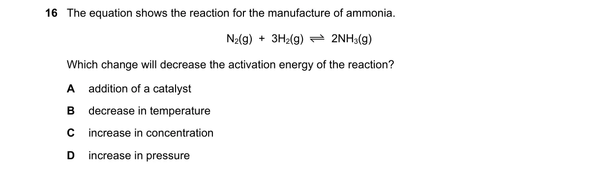 Question 16 from 5070/12/O/N/18