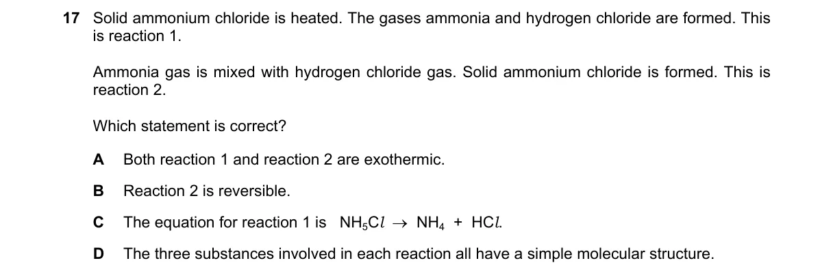 Question 17 from 5070/12/O/N/18
