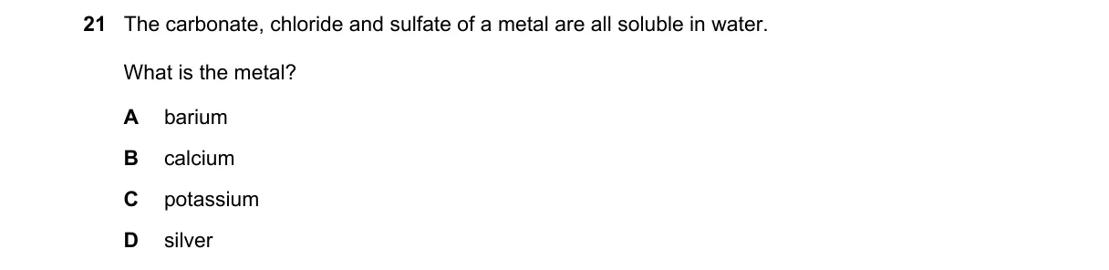 Question 21 from 5070/12/O/N/18