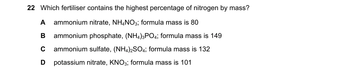 Question 22 from 5070/12/O/N/18