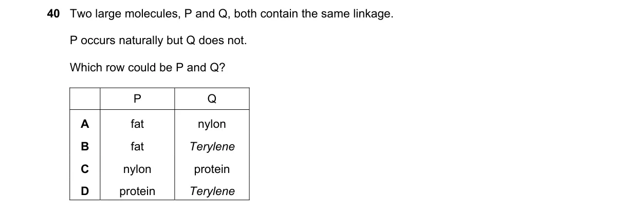 Question 40 from 5070/12/O/N/18