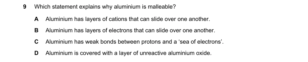 Question 9 from 5070/12/O/N/18