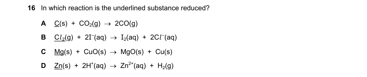 Question 16 from 5070/11/O/N/19