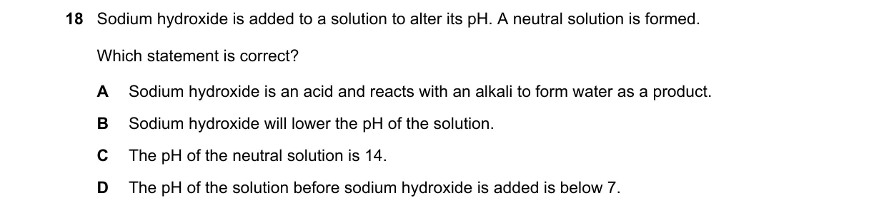 Question 18 from 5070/11/O/N/19