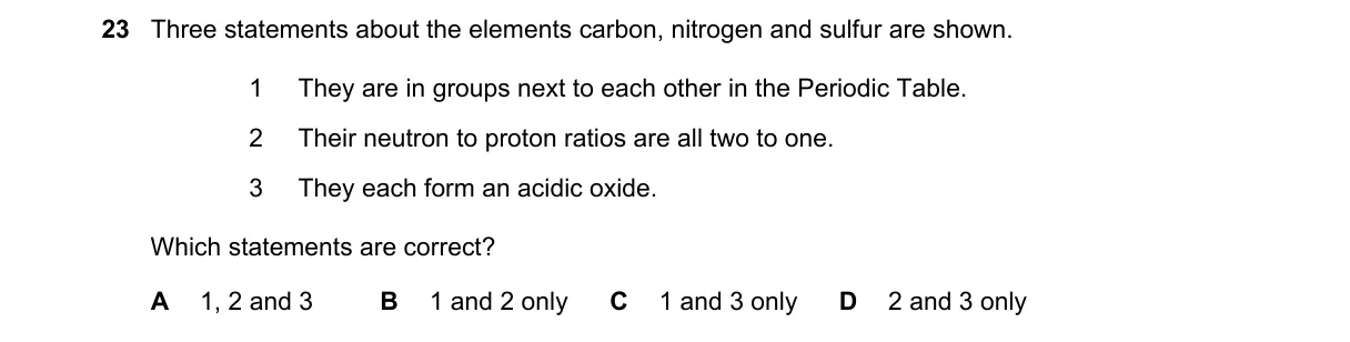 Question 23 from 5070/11/O/N/19