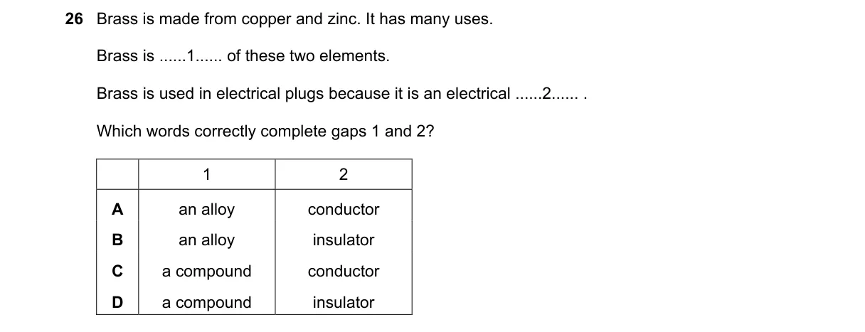Question 26 from 5070/11/O/N/19