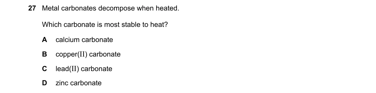 Question 27 from 5070/11/O/N/19