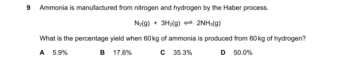 Question 9 from 5070/11/O/N/19