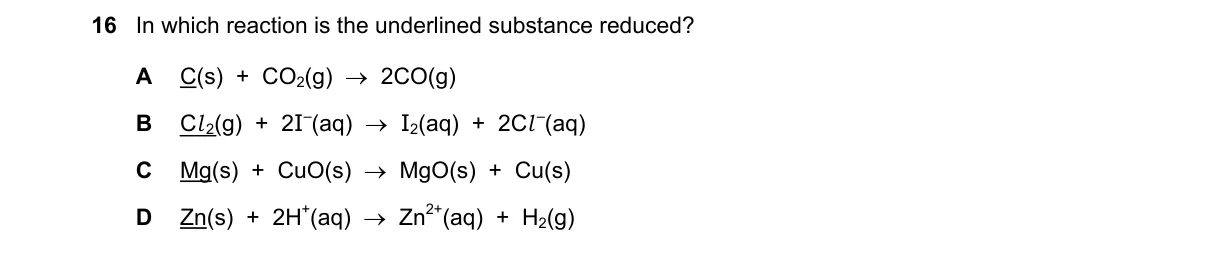 Question 16 from 5070/12/O/N/19