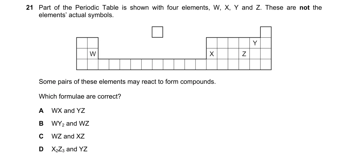 Question 21 from 5070/12/O/N/19
