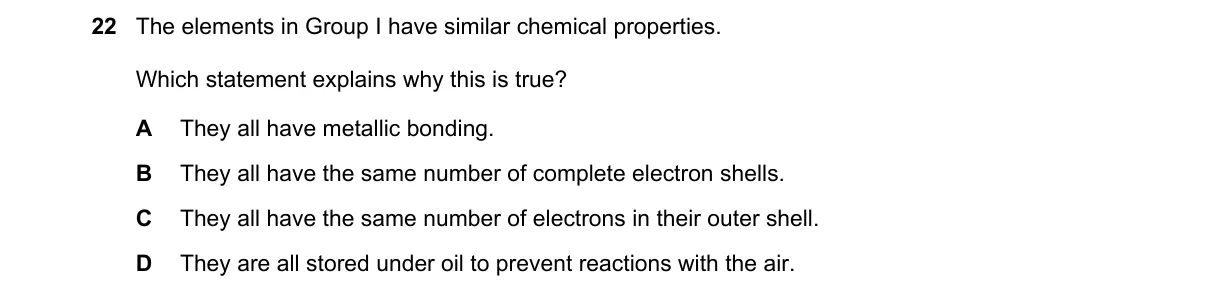 Question 22 from 5070/12/O/N/19