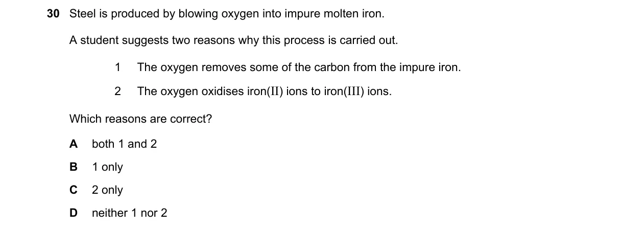 Question 30 from 5070/12/O/N/19