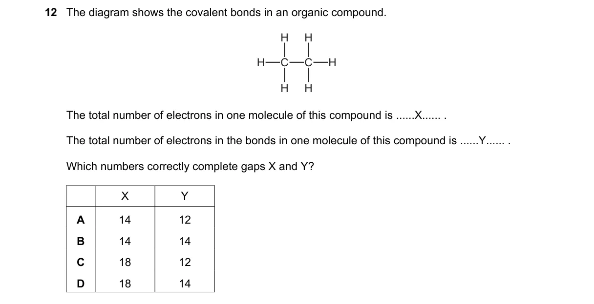 Question 12 from 5070/11/O/N/20