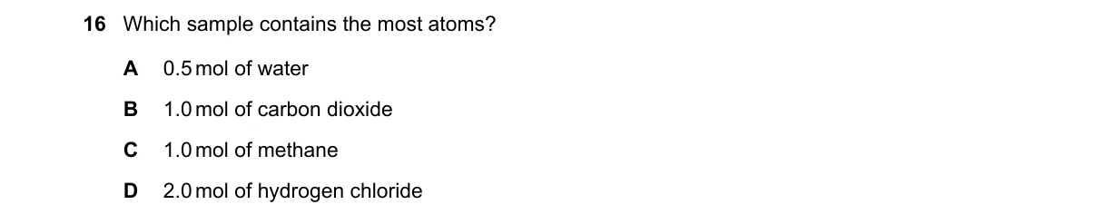 Question 16 from 5070/11/O/N/20