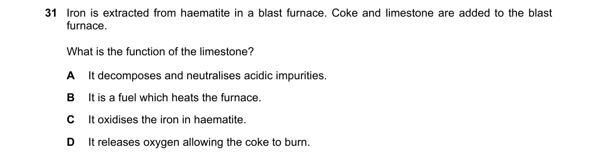 Question 31 from 5070/11/O/N/20