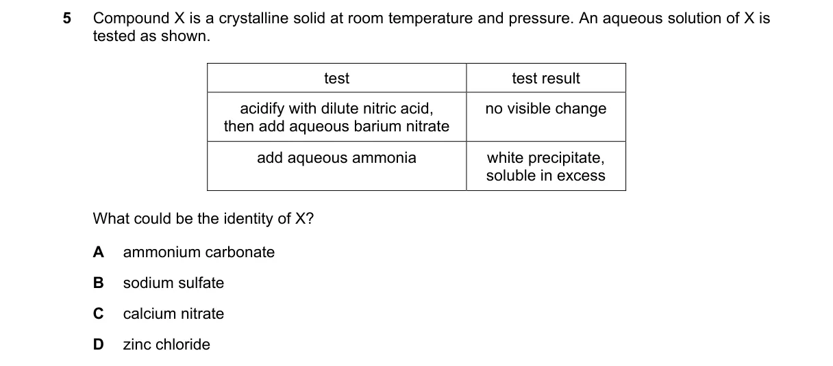 Question 5 from 5070/11/O/N/20
