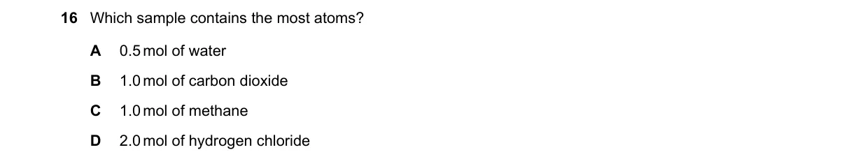 Question 16 from 5070/12/O/N/20