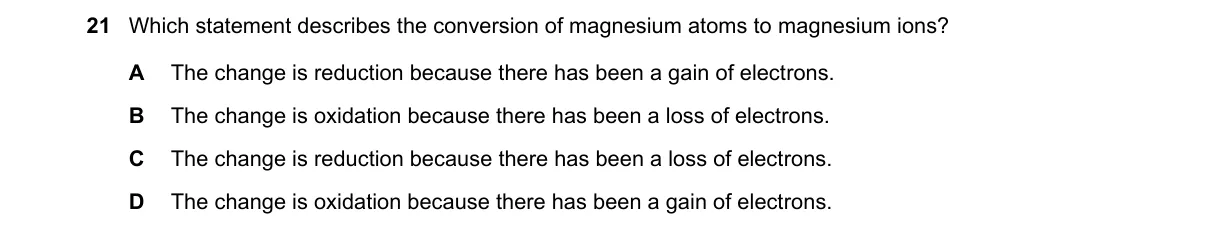 Question 21 from 5070/12/O/N/20
