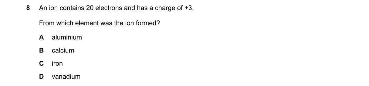 Question 8 from 5070/12/O/N/20