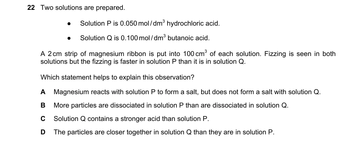 Question 22 from 5070/11/O/N/21