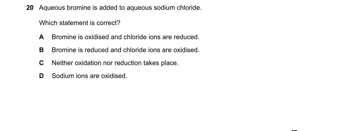 Question 20 from 5070/12/O/N/21