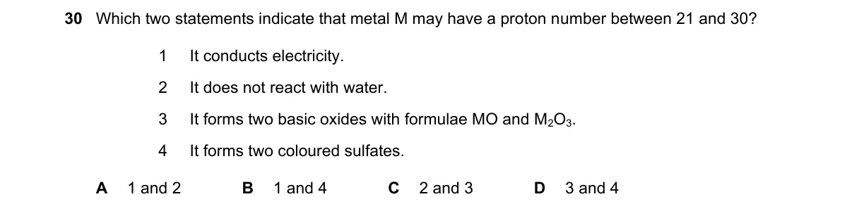 Question 30 from 5070/12/O/N/21