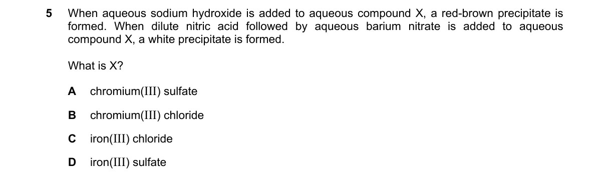 Question 5 from 5070/12/O/N/21