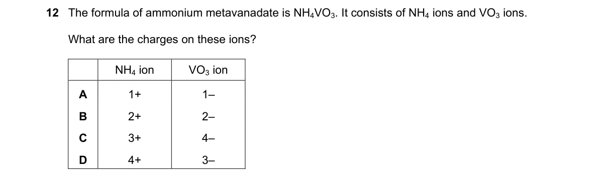 Question 12 from 5070/11/O/N/22