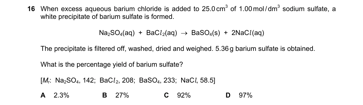 Question 16 from 5070/11/O/N/22