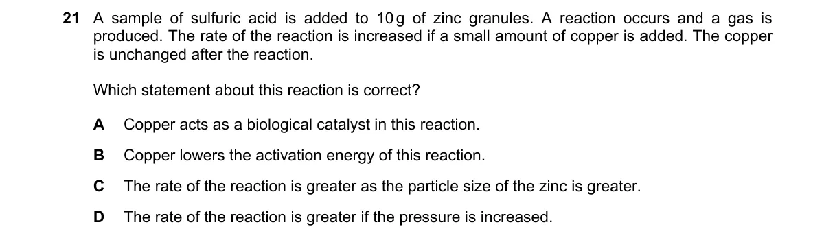 Question 21 from 5070/11/O/N/22