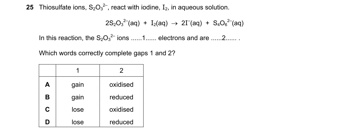 Question 25 from 5070/11/O/N/22