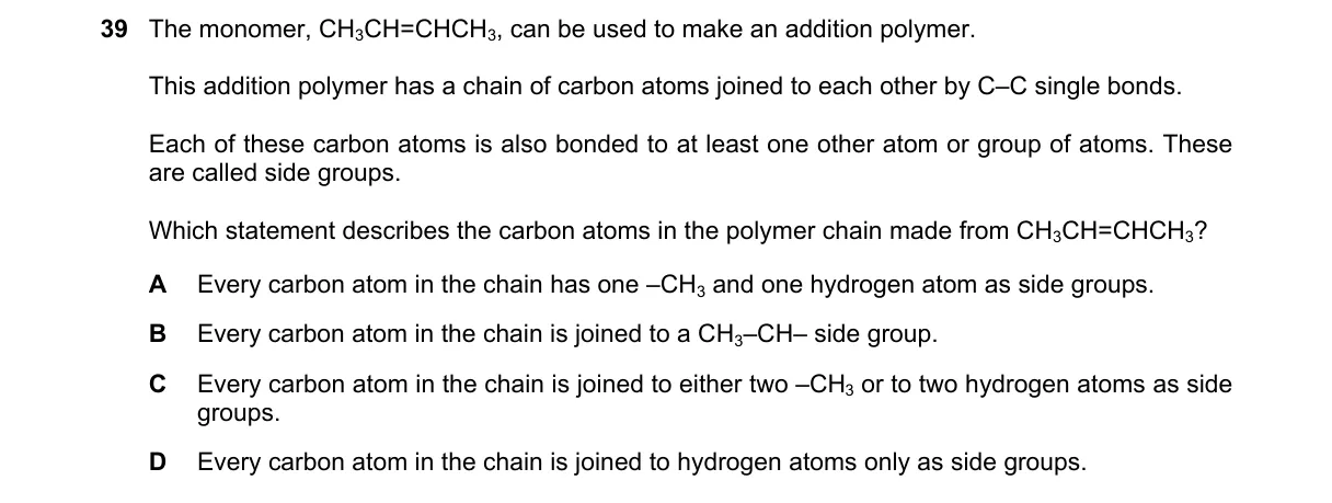 Question 39 from 5070/11/O/N/22