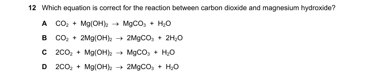 Question 12 from 5070/12/O/N/22