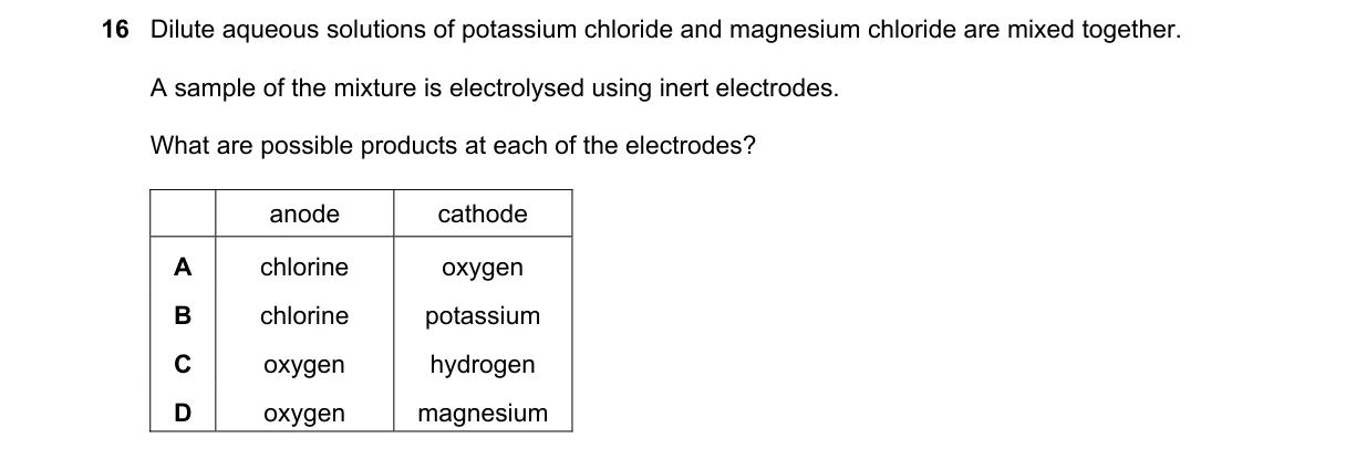 Question 16 from 5070/12/O/N/22