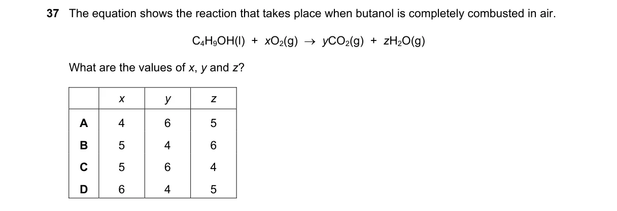 Question 37 from 5070/12/O/N/22