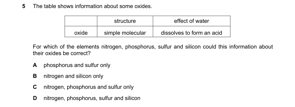 Question 5 from 5070/12/O/N/22