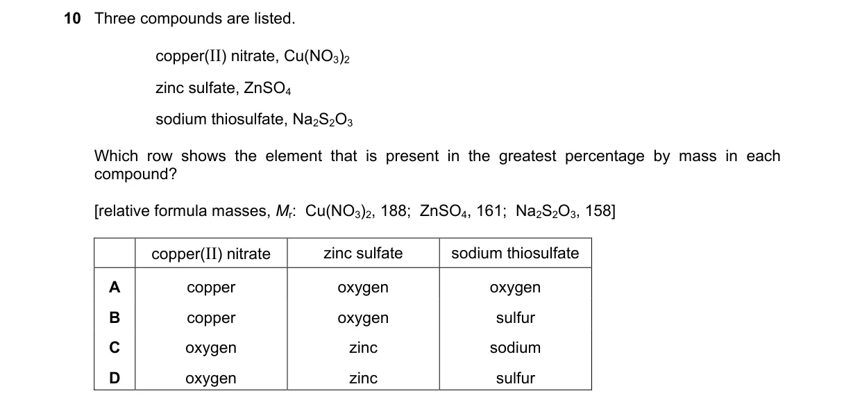 Question 10 from 5070/11/O/N/23