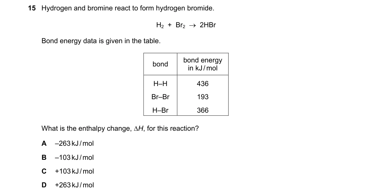 Question 15 from 5070/11/O/N/23