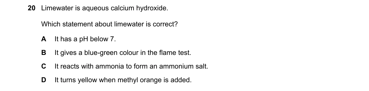 Question 20 from 5070/11/O/N/23