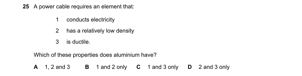 Question 25 from 5070/11/O/N/23