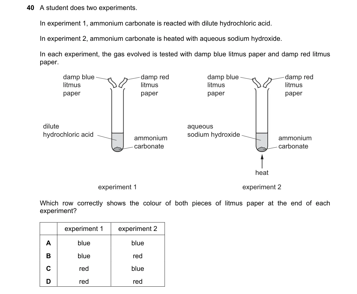 Question 40 from 5070/11/O/N/23