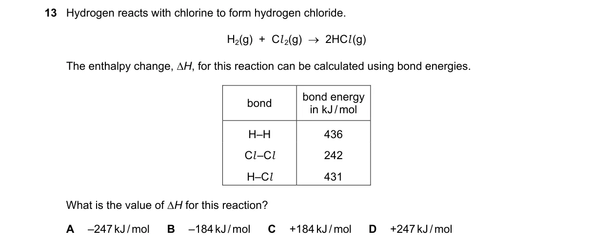 Question 13 from 5070/12/O/N/23