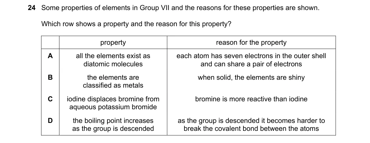 Question 24 from 5070/12/O/N/23