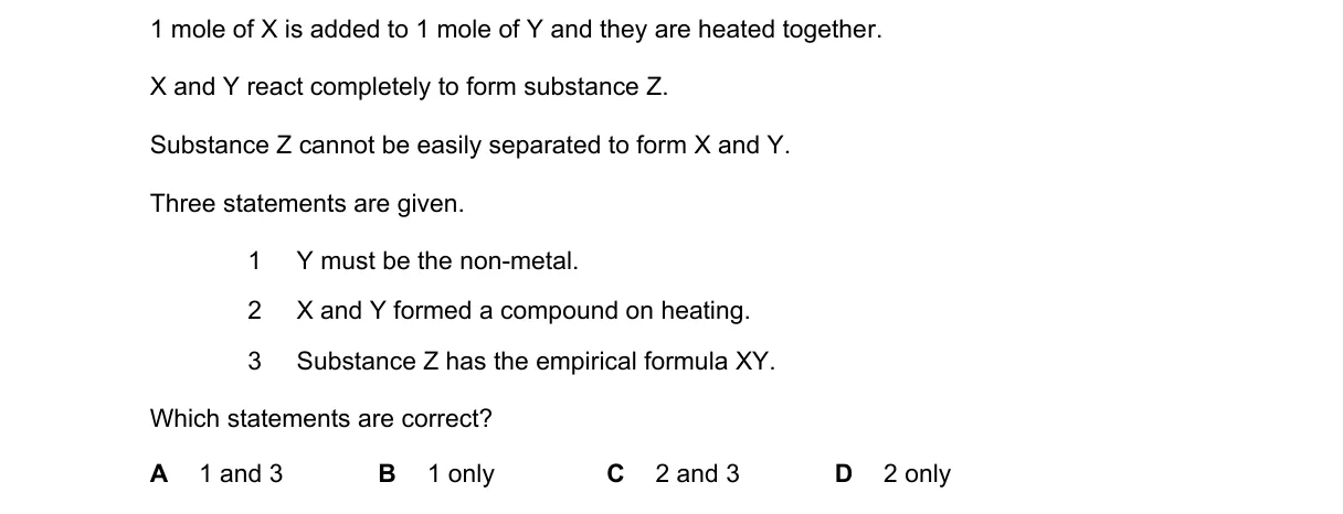 Question 1 from 5070/11/O/N/24