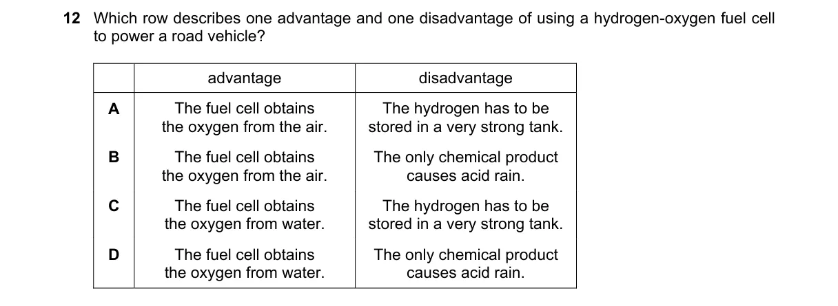 Question 12 from 5070/11/O/N/24