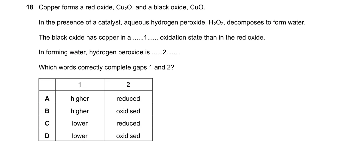 Question 18 from 5070/11/O/N/24
