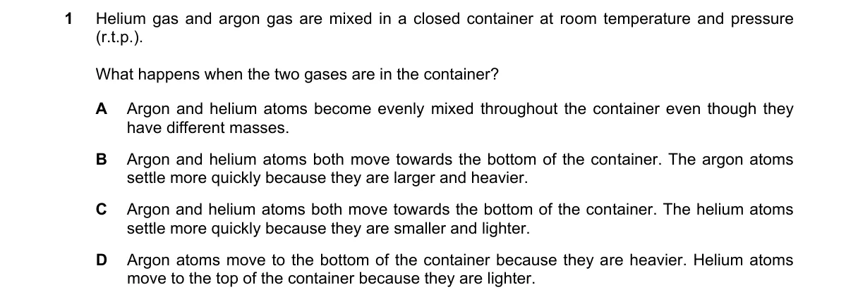 Question 1 from 5070/12/O/N/24