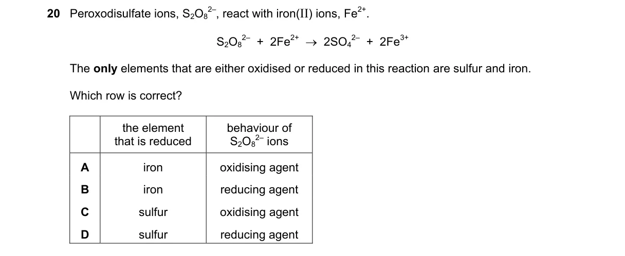Question 20 from 5070/12/O/N/24