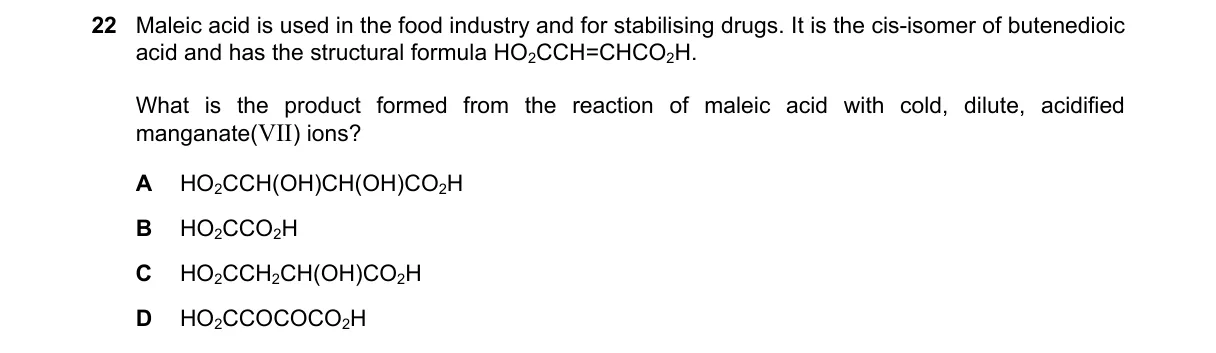 Question 22 from 9701/12/M/J/18