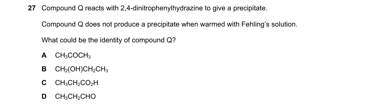 Question 27 from 9701/13/M/J/19